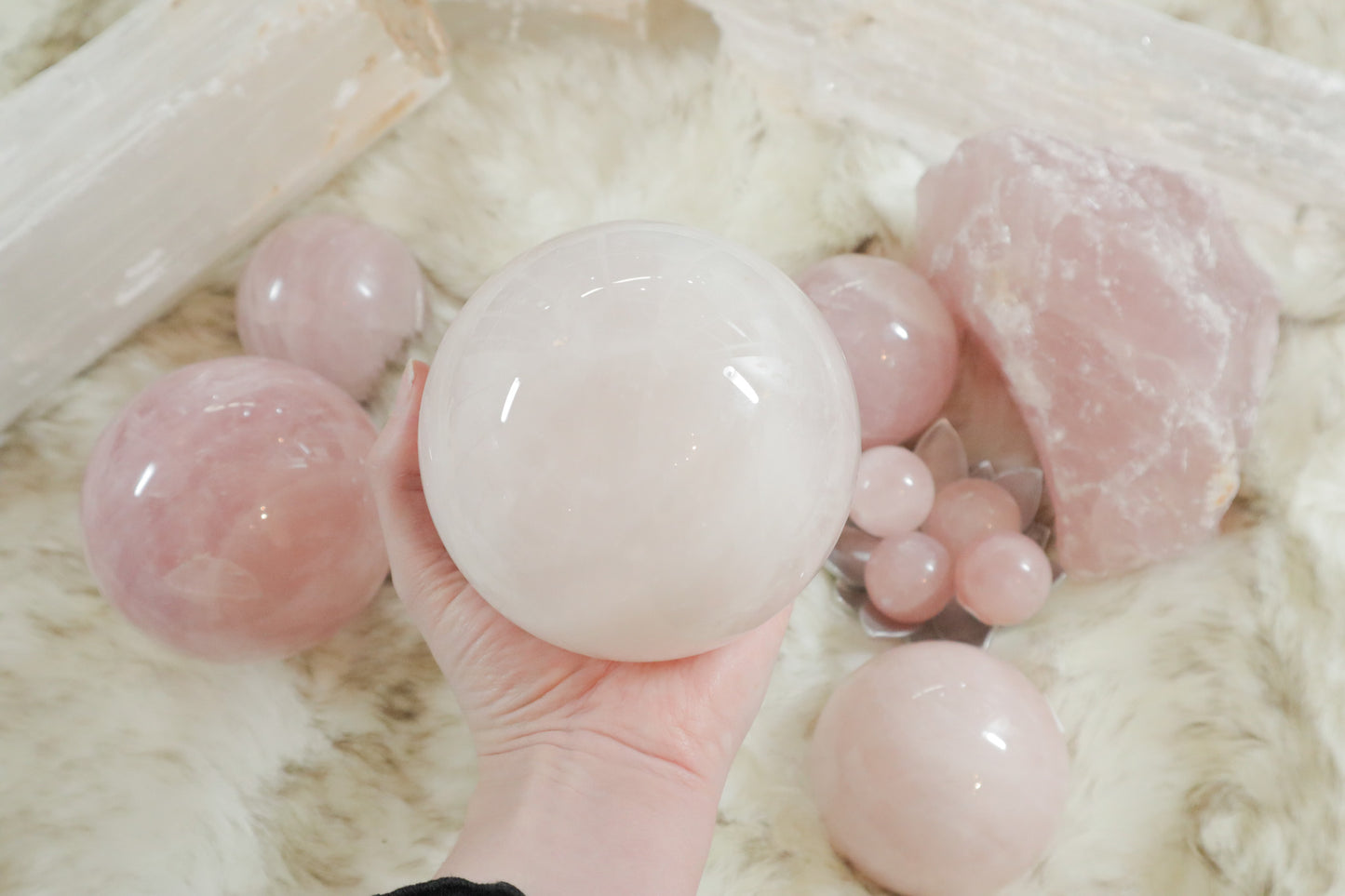 Large Pastel Rose Quartz Sphere 108mm